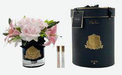 Luxury Lilies & Roses - Pink - BLACK GLASS  - LRLW02