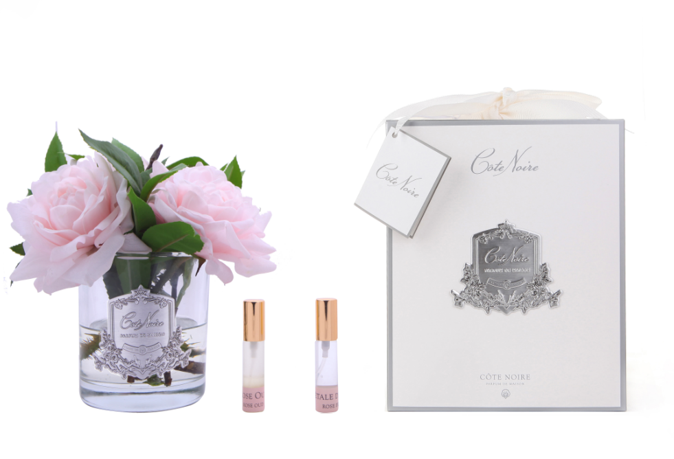 * CLEARANCE * Côte Noire Perfumed Pink English Rose - Clear Glass - SFR03