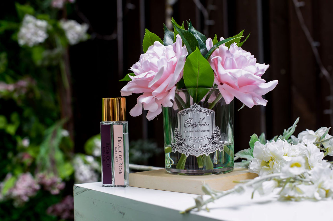 * CLEARANCE * Côte Noire Perfumed Pink English Rose - Clear Glass - SFR03
